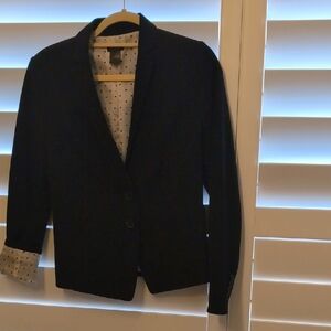 Black Ann Taylor Blazer with Polka Dot Lining, Size 2